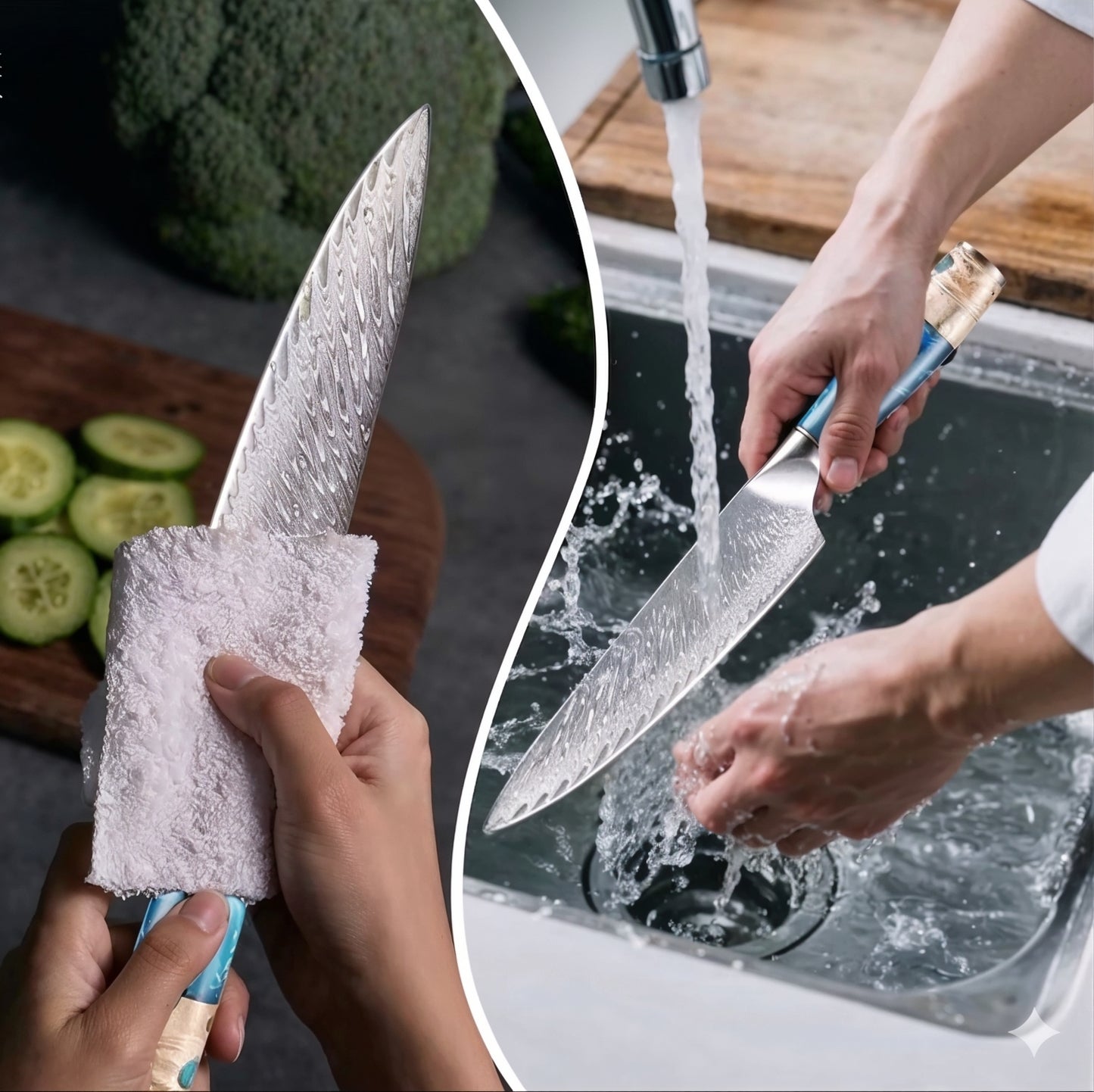 3 couteaux de cuisine en inox manche en résine