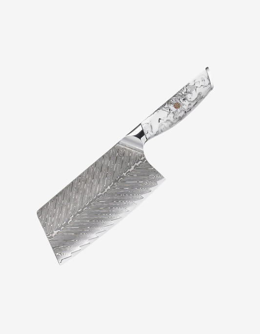 Couteau couperet japonais en acier Damas - manche en résine