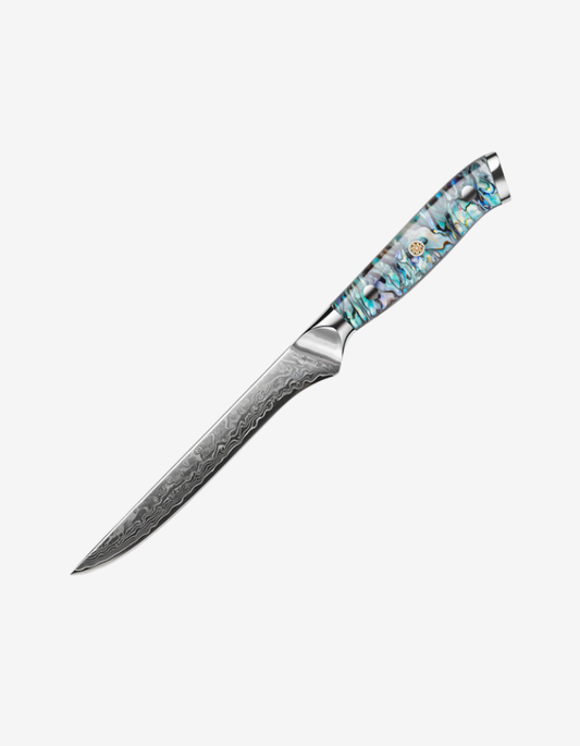Couteau japonais damas manche en coquille d’ormeau