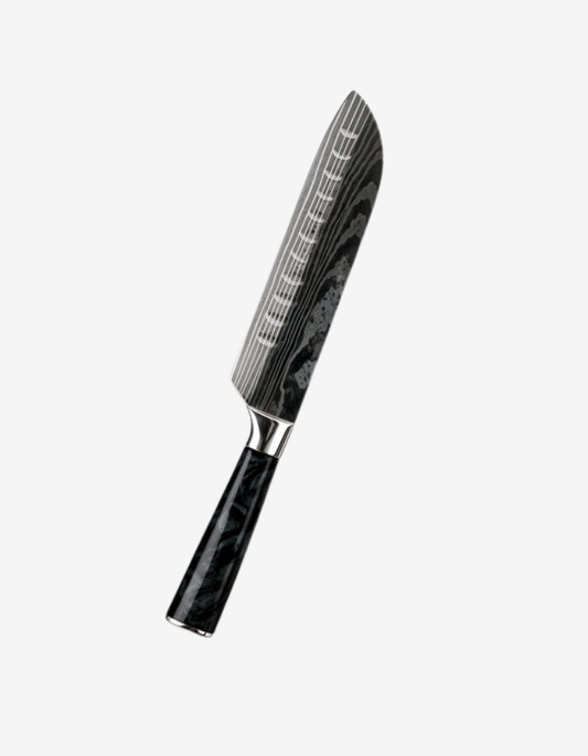 Couteau japonais santoku acier inoxydable manche en résine