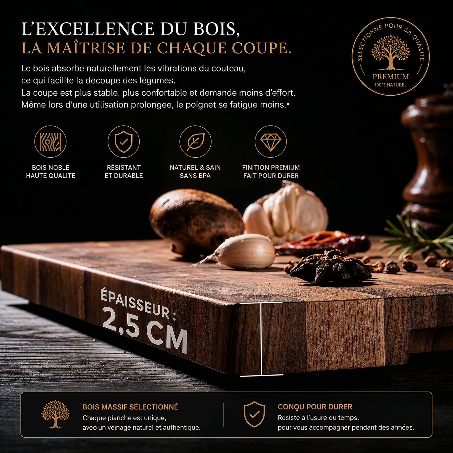 Planche à découper en bois d’acacia