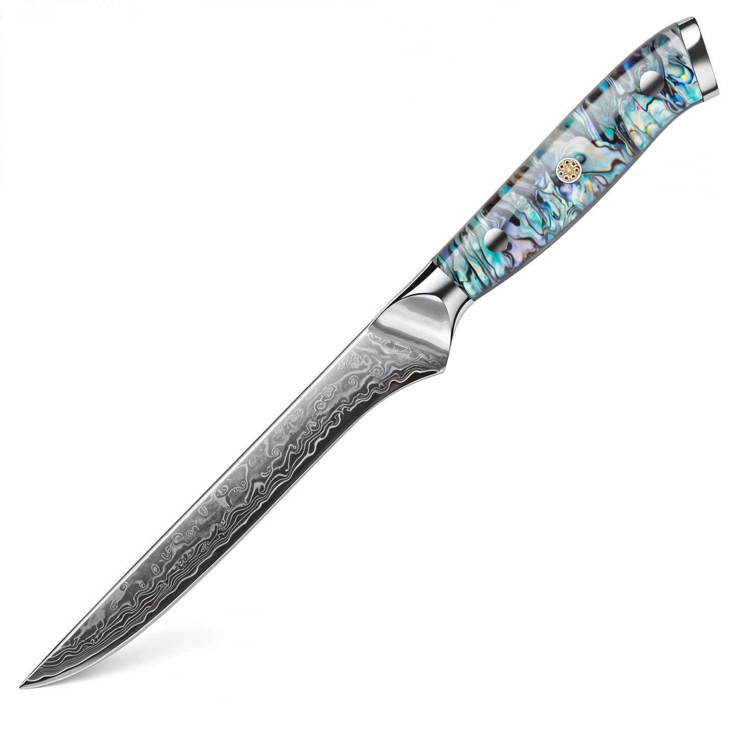 Couteau japonais damas manche en coquille d’ormeau