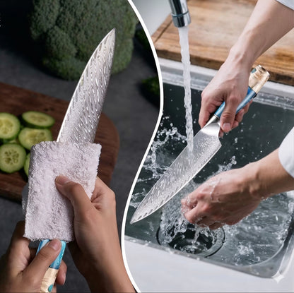 3 couteaux de cuisine en inox manche en résine