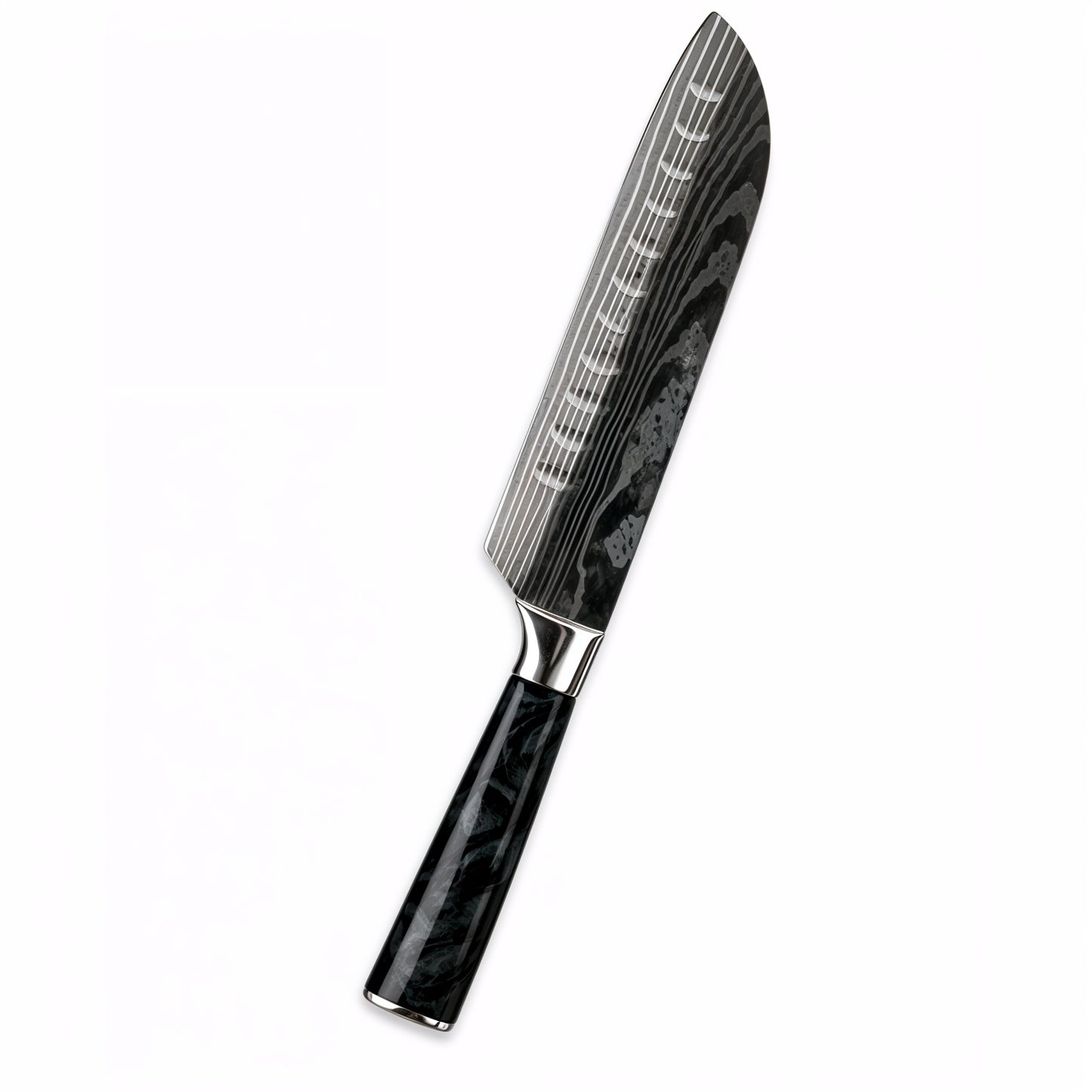 Couteau japonais santoku acier inoxydable manche en résine