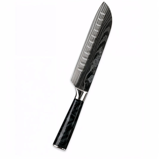 Couteau japonais santoku acier inoxydable manche en résine