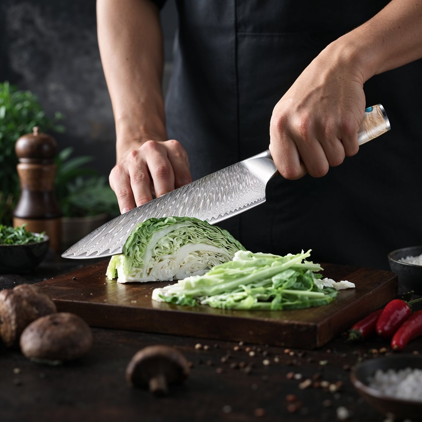 3 couteaux de cuisine en inox manche en résine